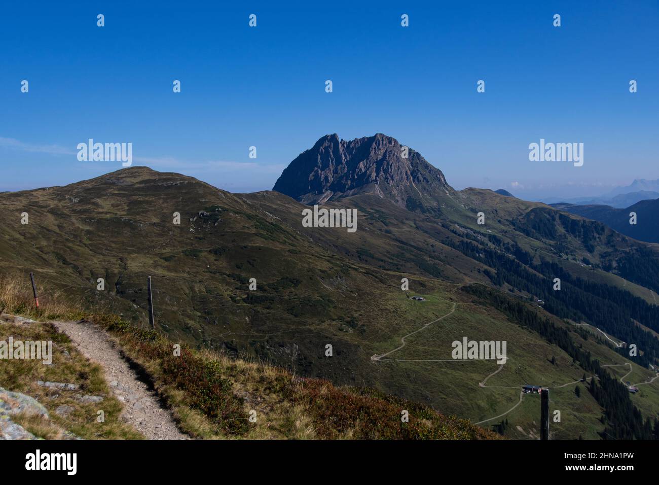 View of the mountain 'Großer Rettenstein' when the weather is nice Stock Photo