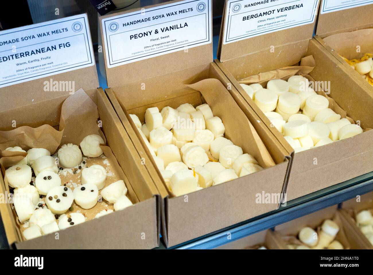 Selection of soya wax melts (Etcetera, Hitchin, UK) Stock Photo
