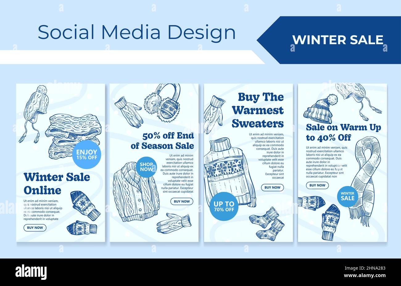 Winter sale, template social media banner design Stock Vector Image ...