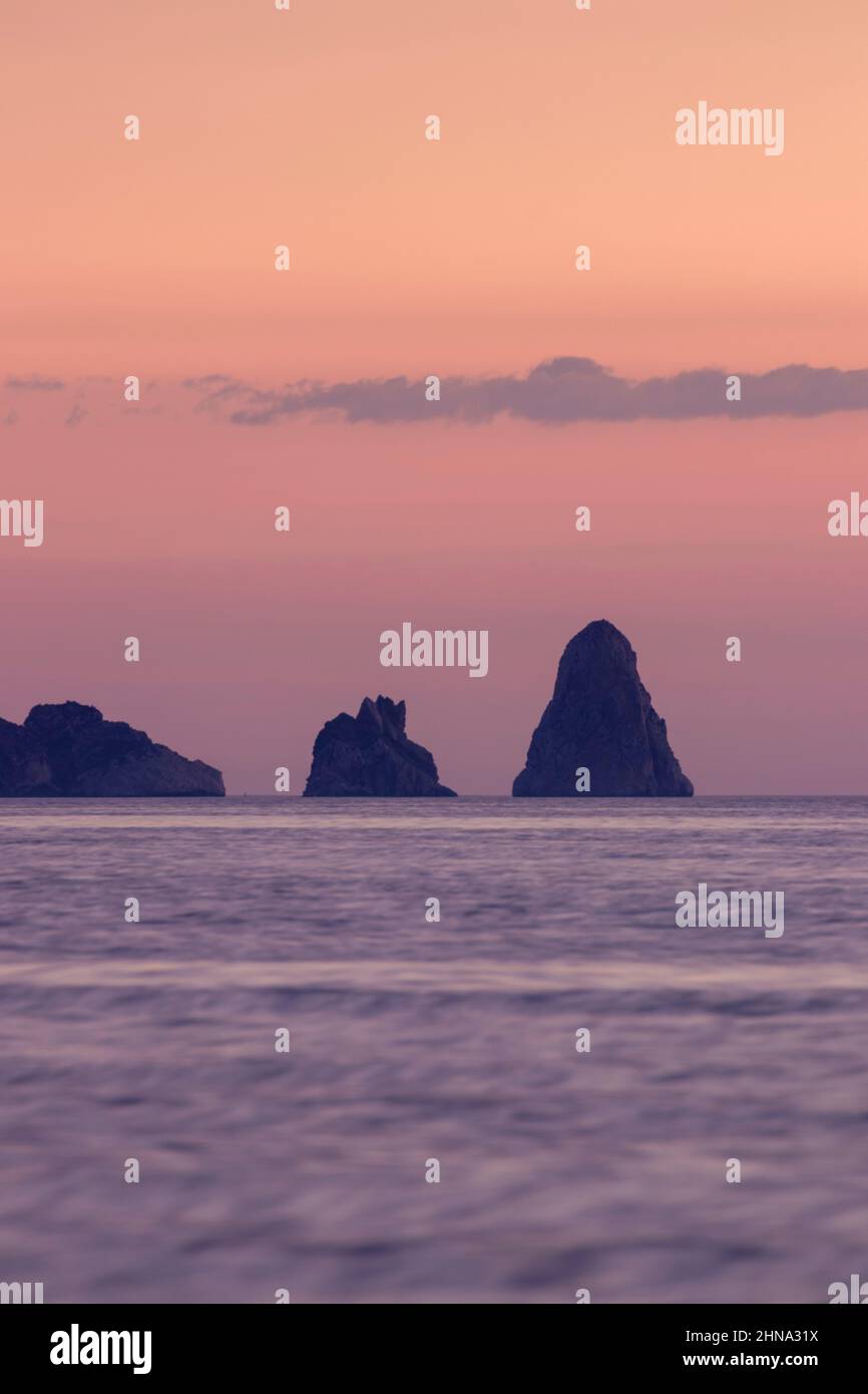 medas islands at dawn from the beach of pals Stock Photo