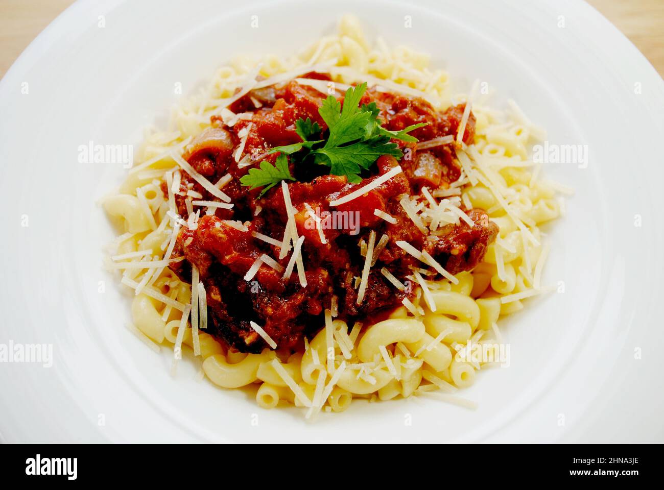 Elbow Macaroni with Bolognese Meat Sauce and Parmesan Cheese Stock