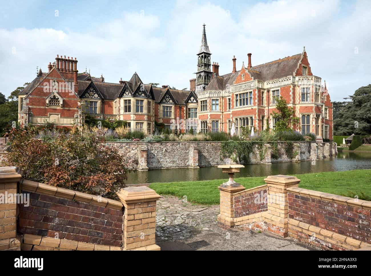 Madresfield court and Moat from terrace Stock Photo