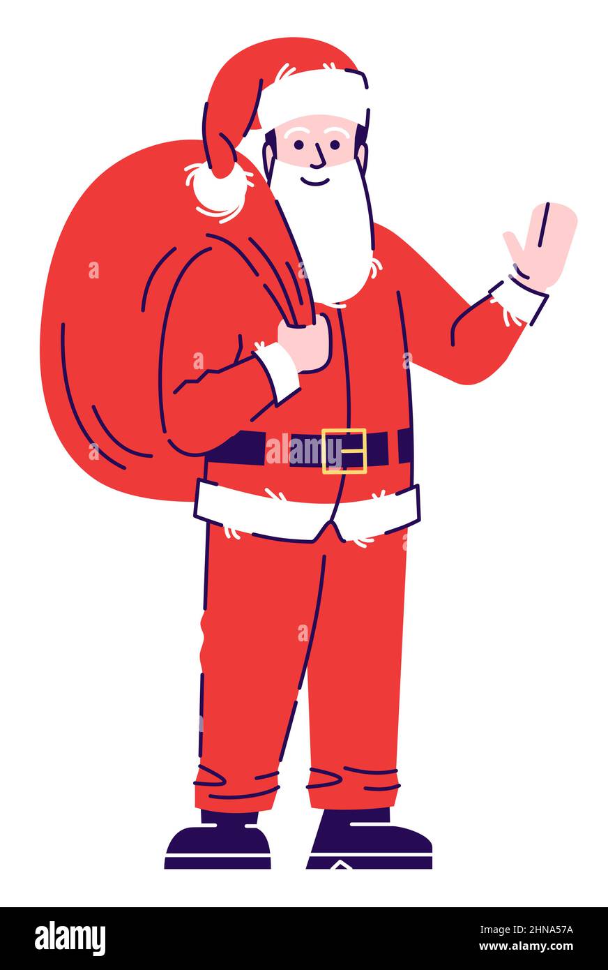 Artist wearing Santa Claus costume semi flat RGB color vector ...