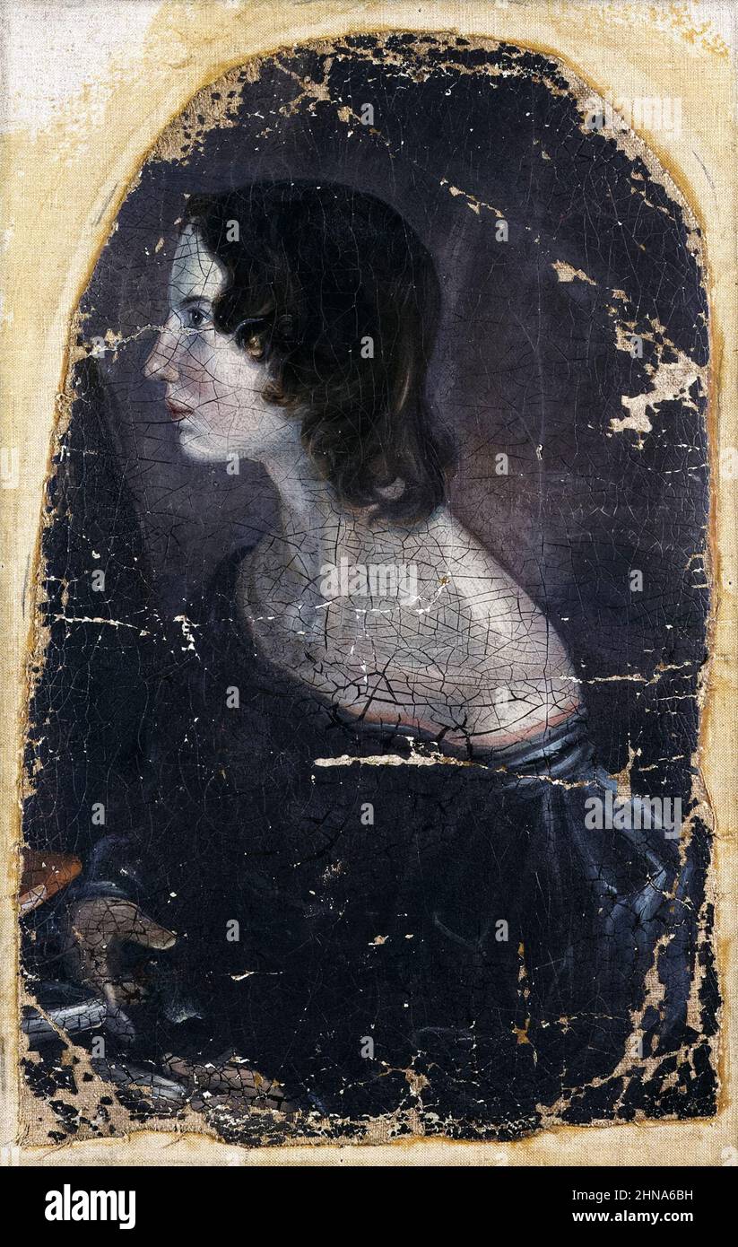 Emily Brontë (1818-1848) portrait painted by her brother Branwell Brontë (1817-1848) circa 1833. Stock Photo