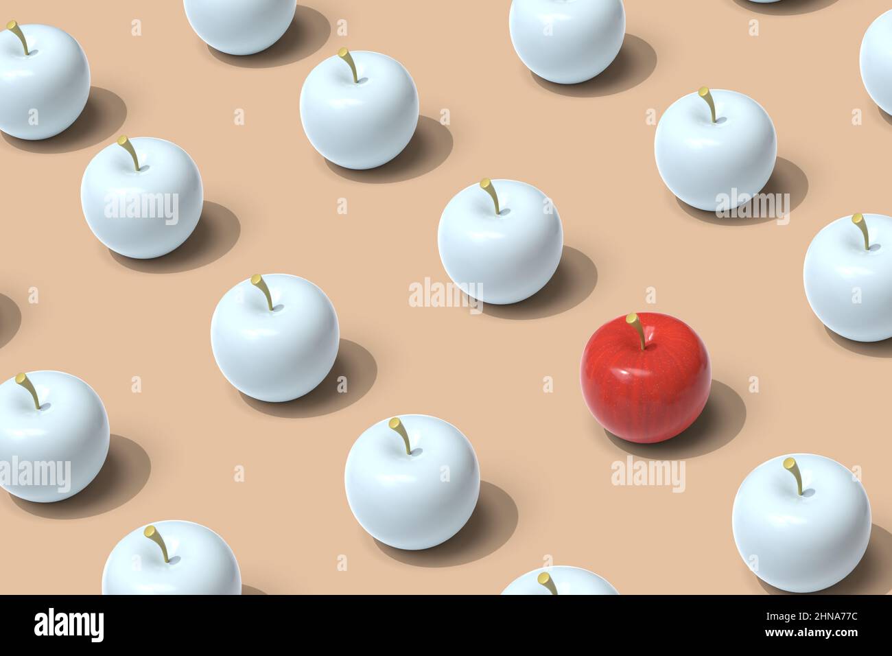 Cartoon abstract apples pattern background. 3D illustration Stock Photo