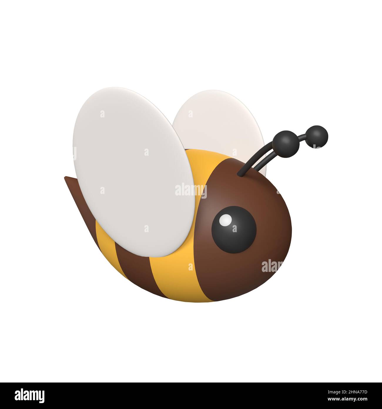 Cute cartoon bee isolated on white background. 3D image. Stock Photo