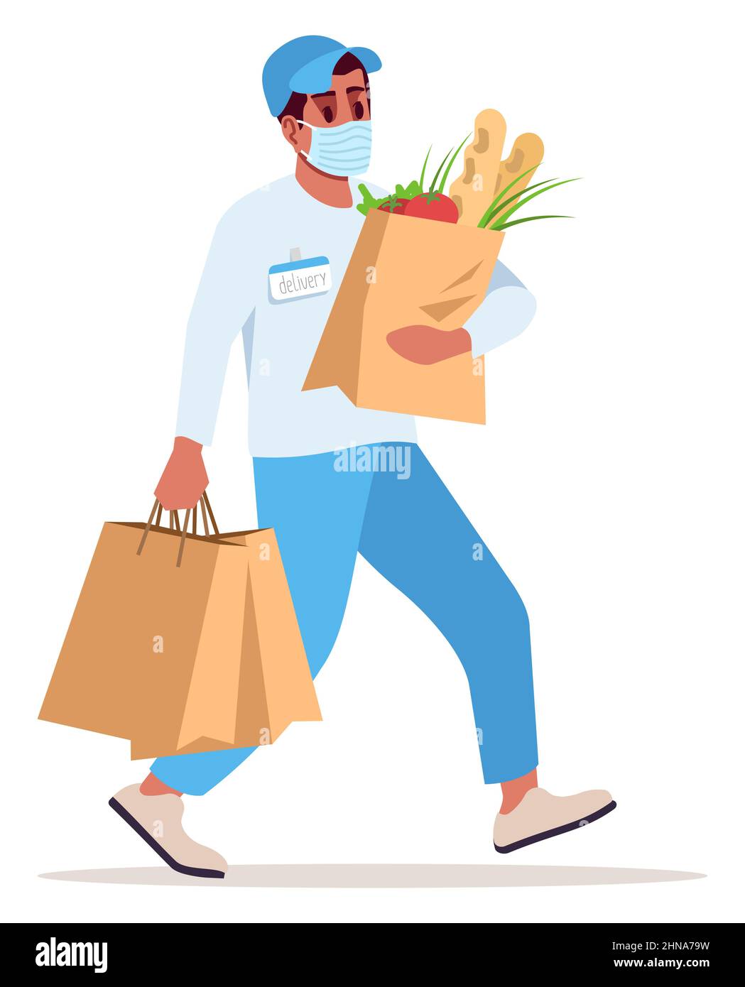 Food delivery during covid lockdown semi flat RGB color vector