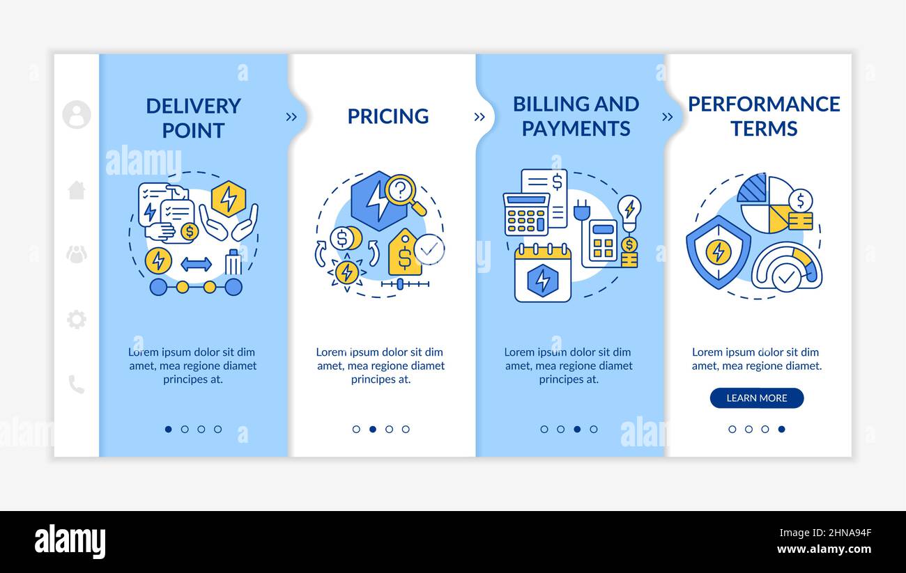 PPA sales blue and white onboarding template Stock Vector