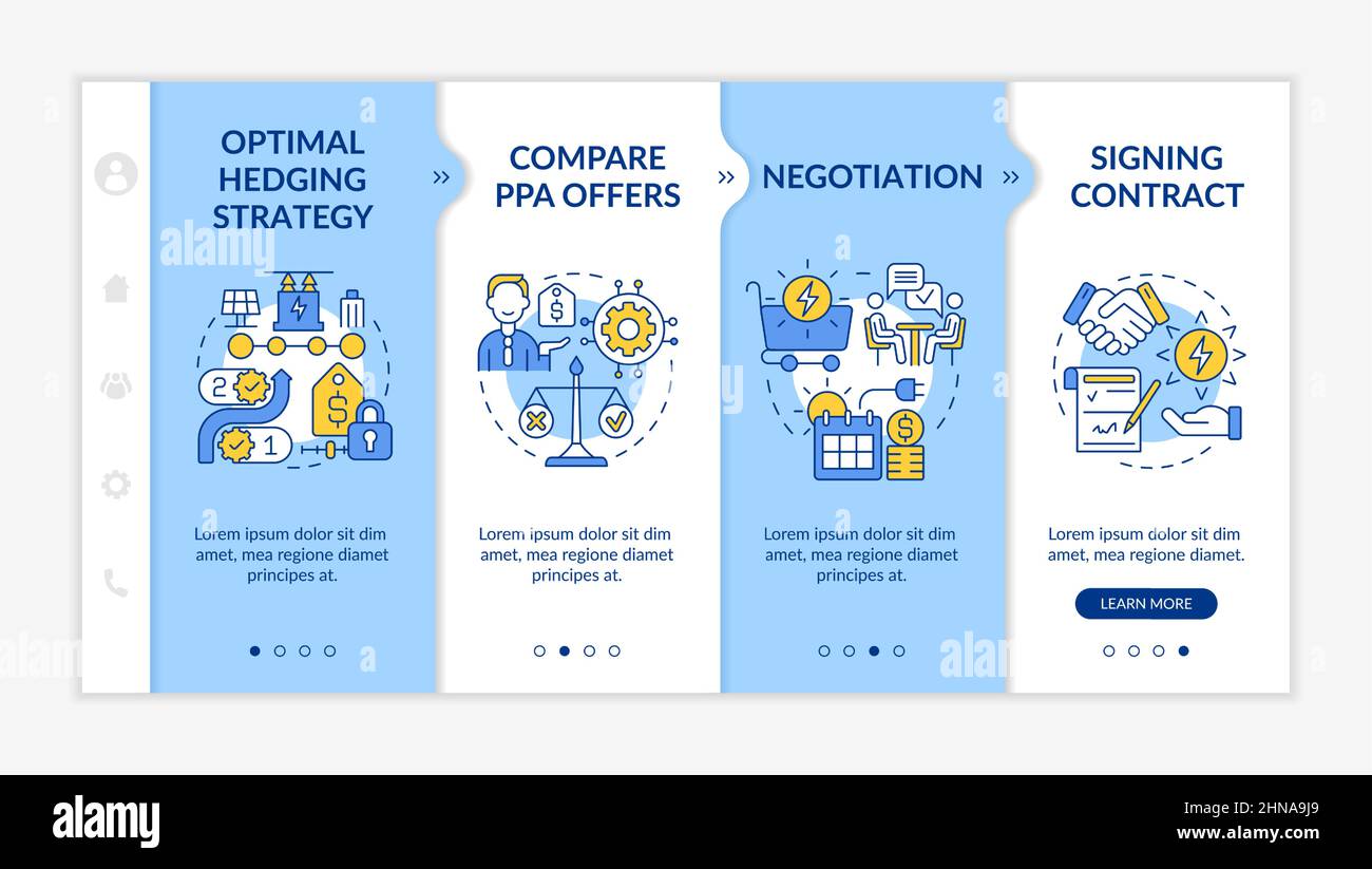 PPA work blue and white onboarding template Stock Vector