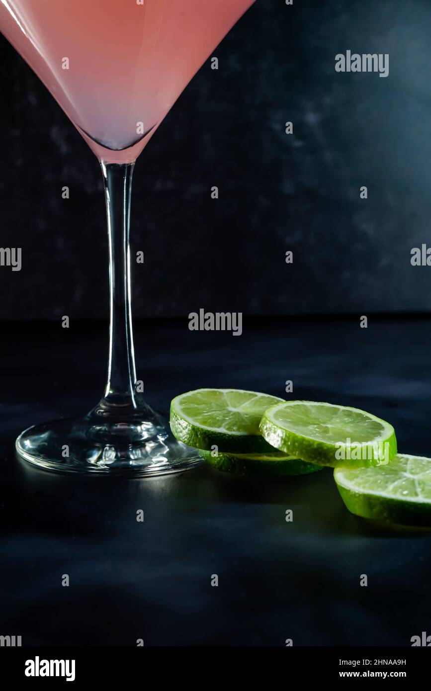 Close up of cosmo martini with limes Stock Photo