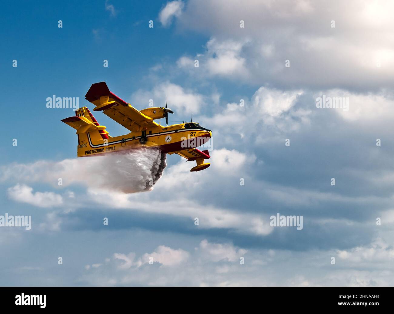 Bombardier Canadair Superscooper Fire Fighting Aircraft in Action Stock