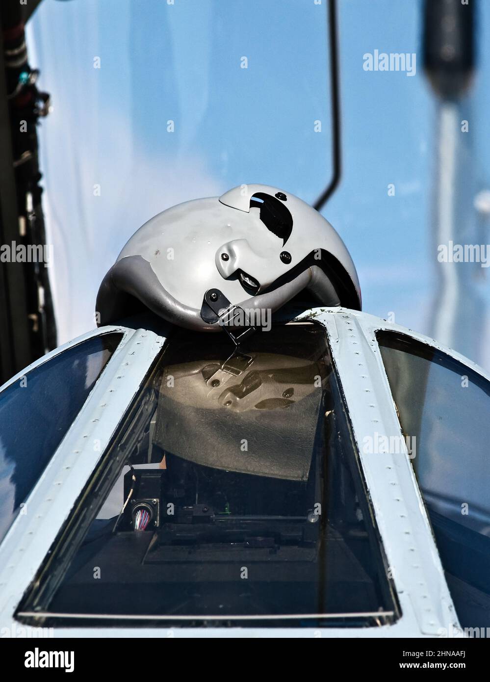 Jet Fighter Pilot Helmet and Cockpit Canopy Stock Photo Alamy