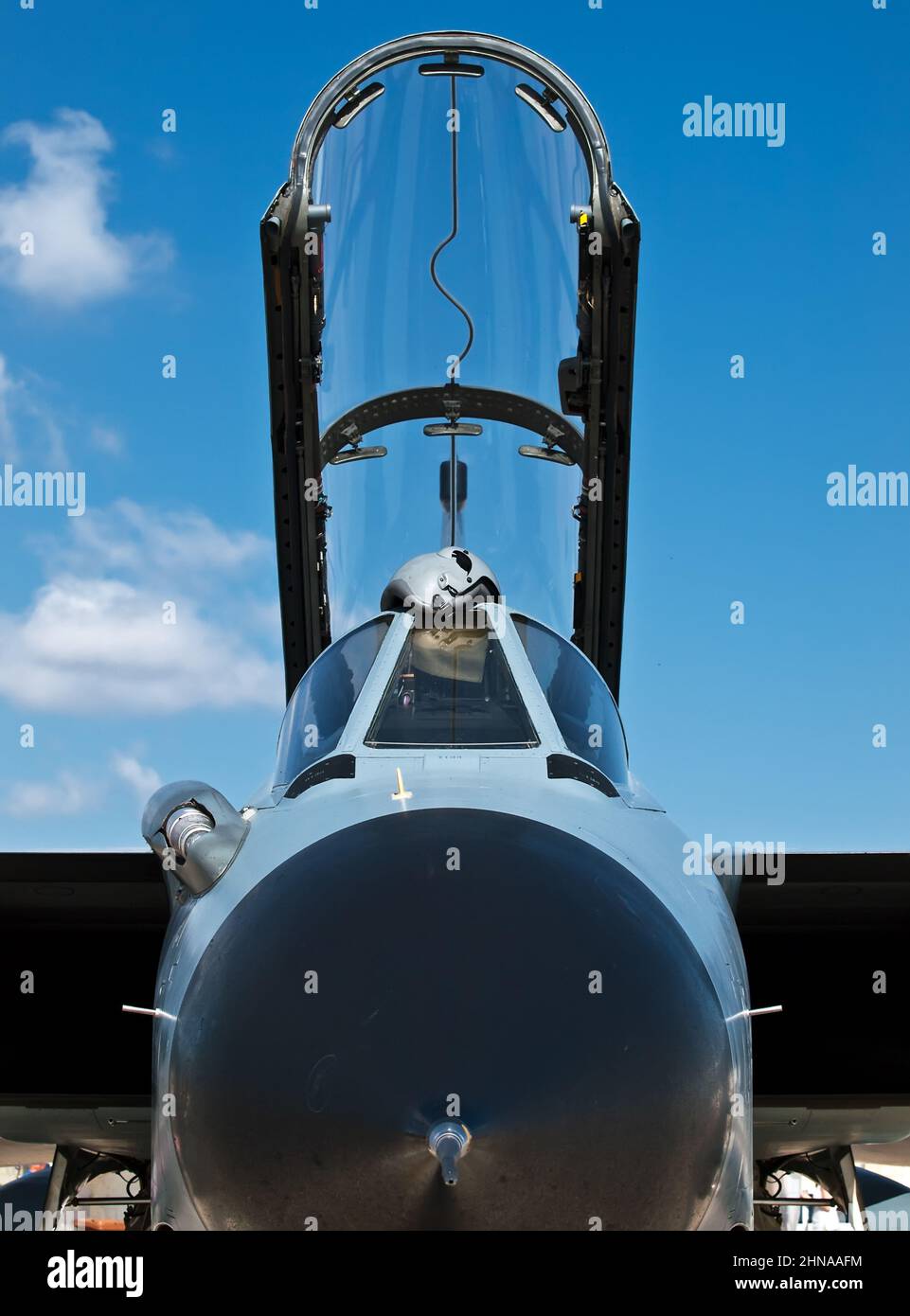 Open Cockpit Canopy and Helmet Stock Photo Alamy