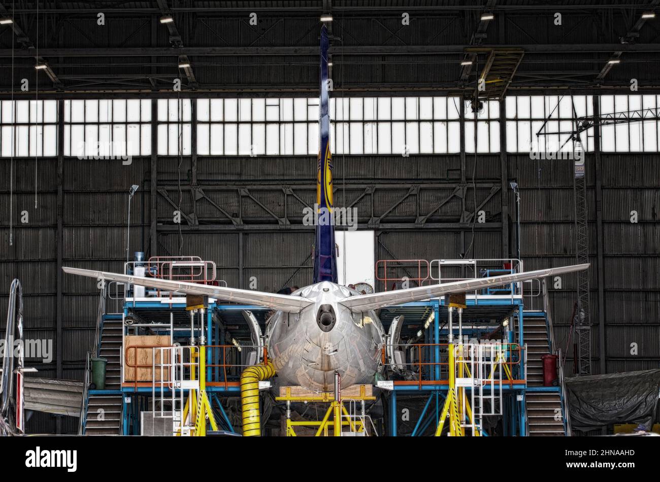 Lufthansa Technik Aircraft Maintenance Hangar in Malta Stock Photo