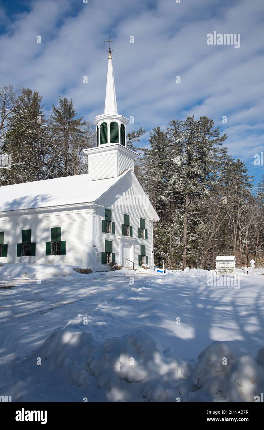 The Congregational Church (organized in 1774) in Campton, New Hampshire, USA Stock Photo