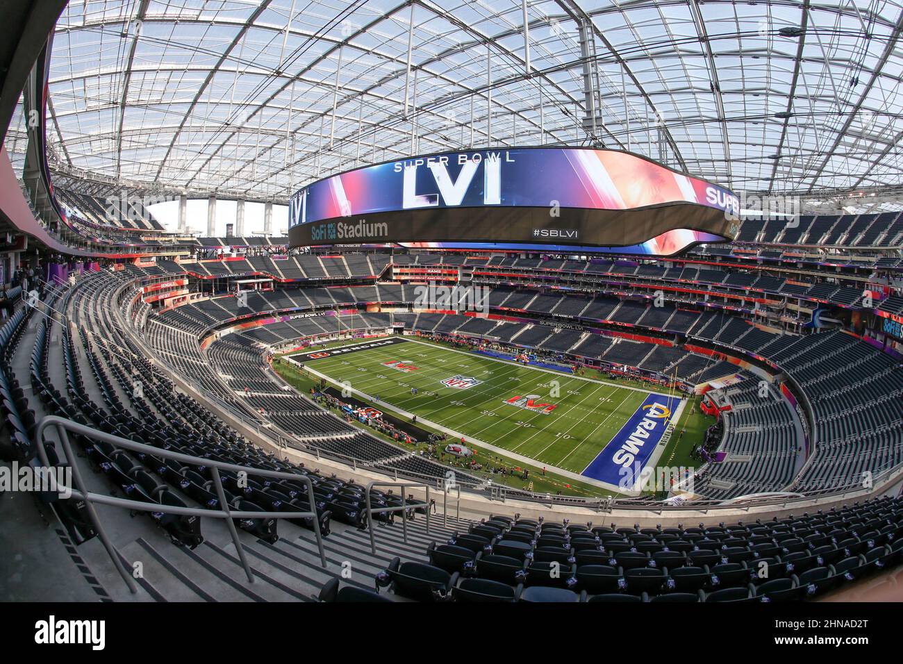 Inglewood, United States. 13th Feb, 2022. Sunday, February 13, 2022, 2022;  Inglewood, CA USA; A general view inside SoFi Stadium prior to Super Bowl  LVl between the Cincinnati Bengals and the Los