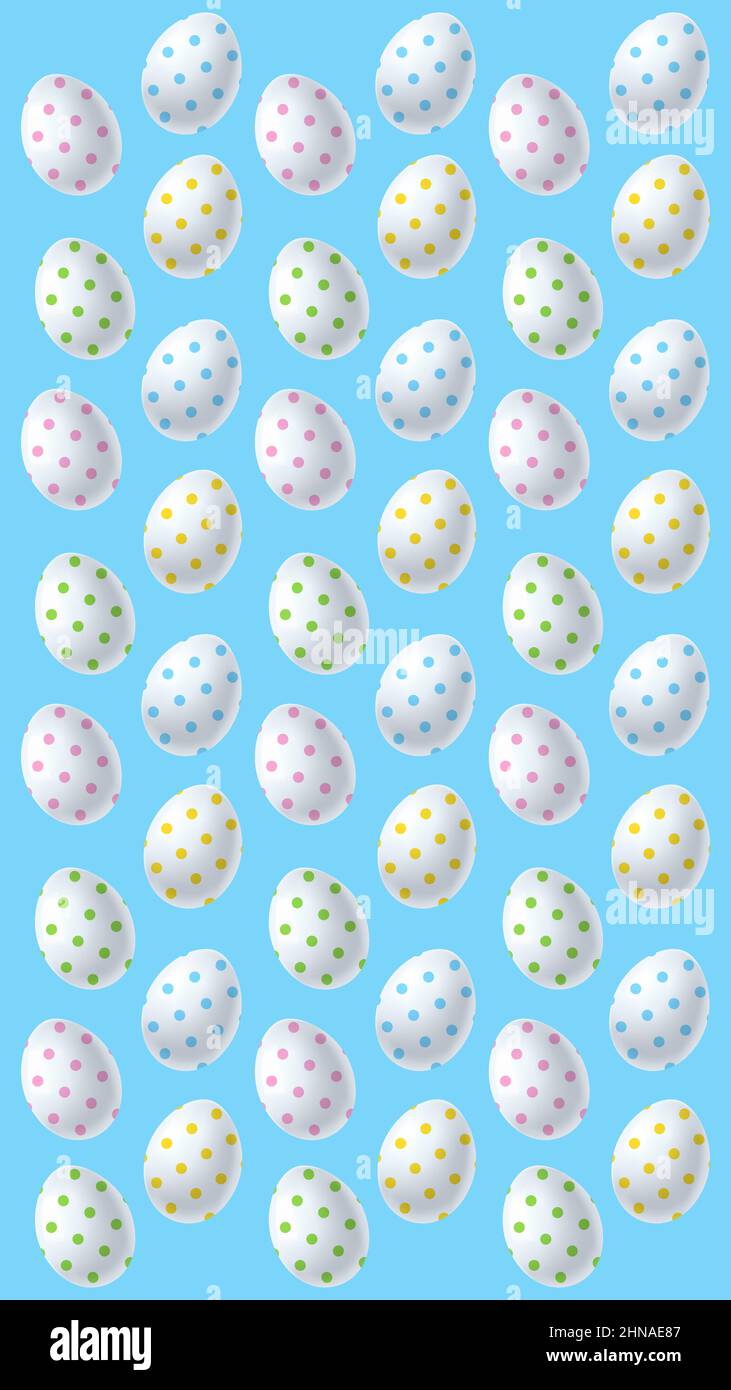 Easter eggs pattern on blue Story wallpaper Easter Stock Vector