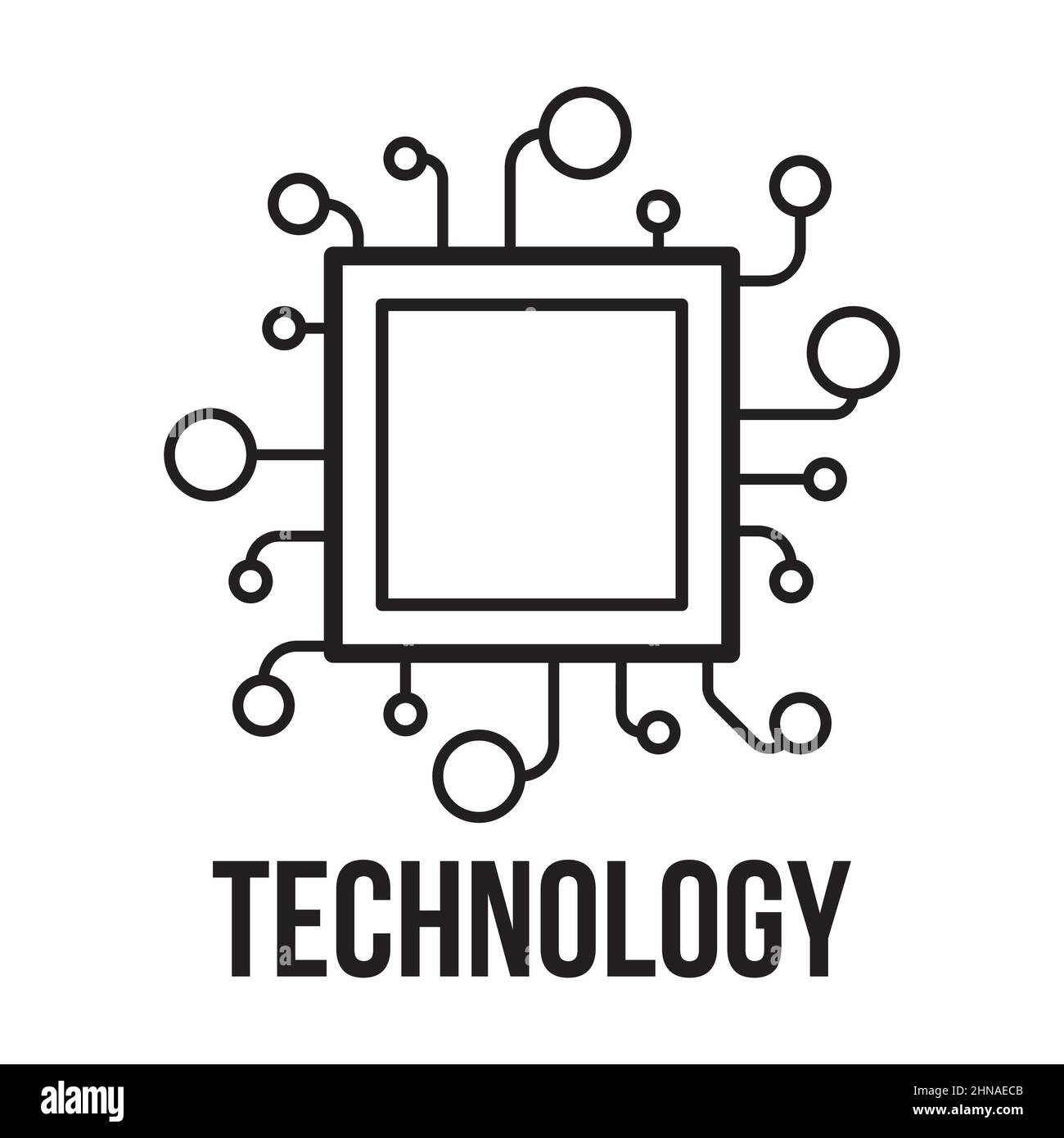Chip processor line vector icon. Technology microchip vector ...