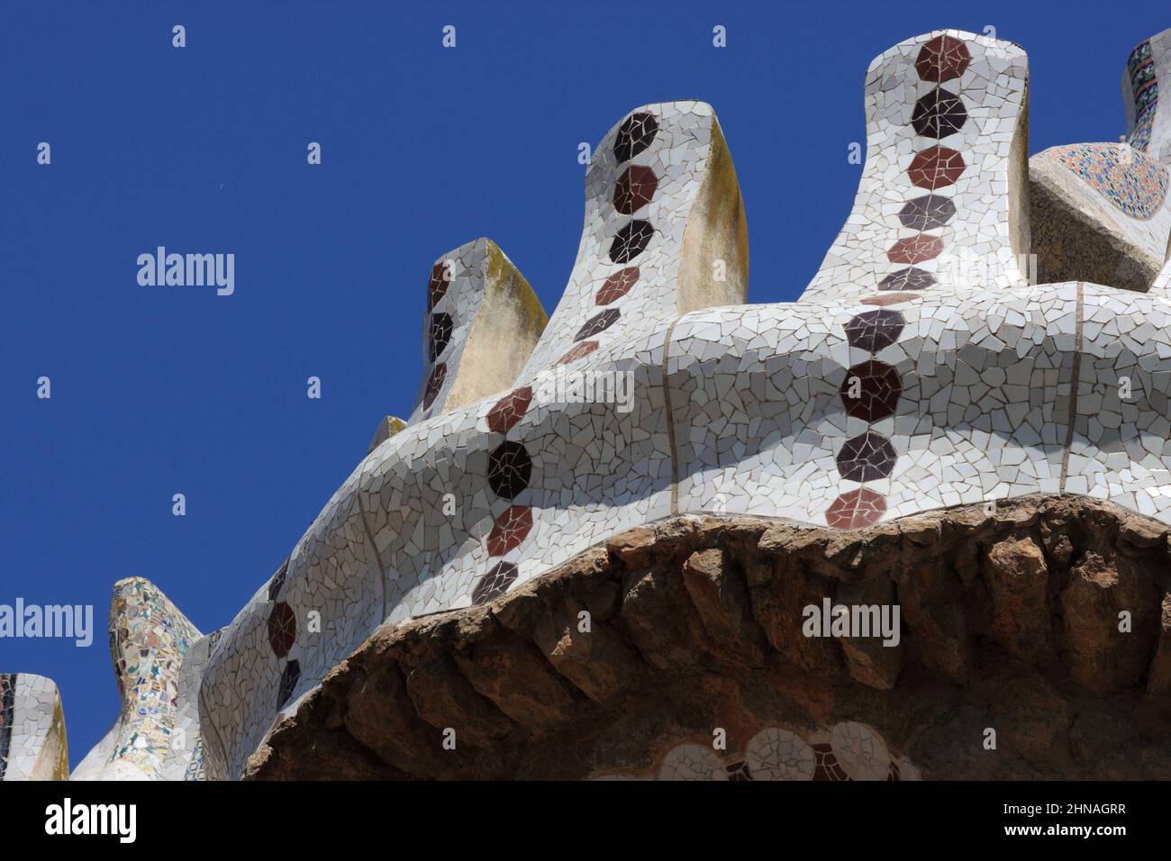 Is a garden complex with architectural elements situated on the hill of el Carmel in the Gracia district of Barcelona, Catalonia, Spain. It was design Stock Photo