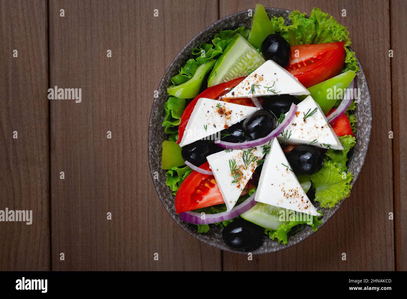 Greek salad with fresh vegetables and feta cheese Stock Photo Alamy