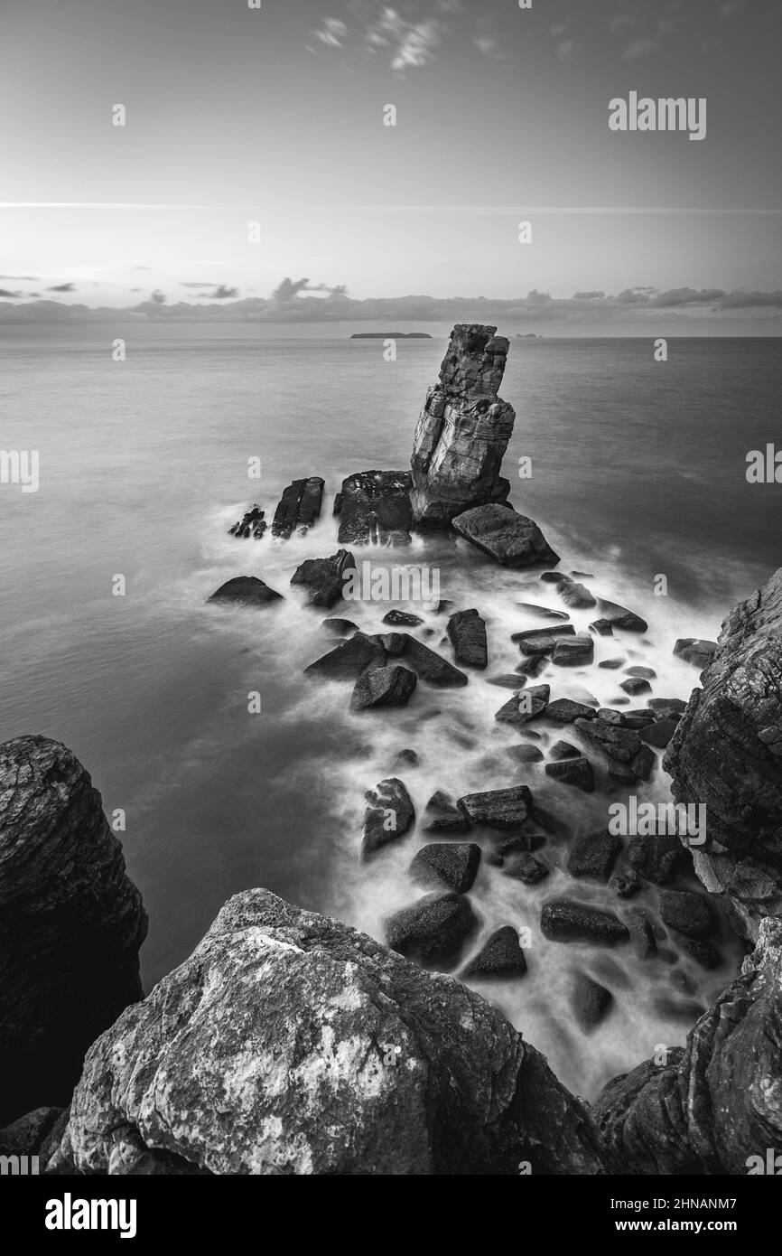 Nau dos Corvos (Crows) with view to Berlengas and Carvoeiro Cape Stock Photo