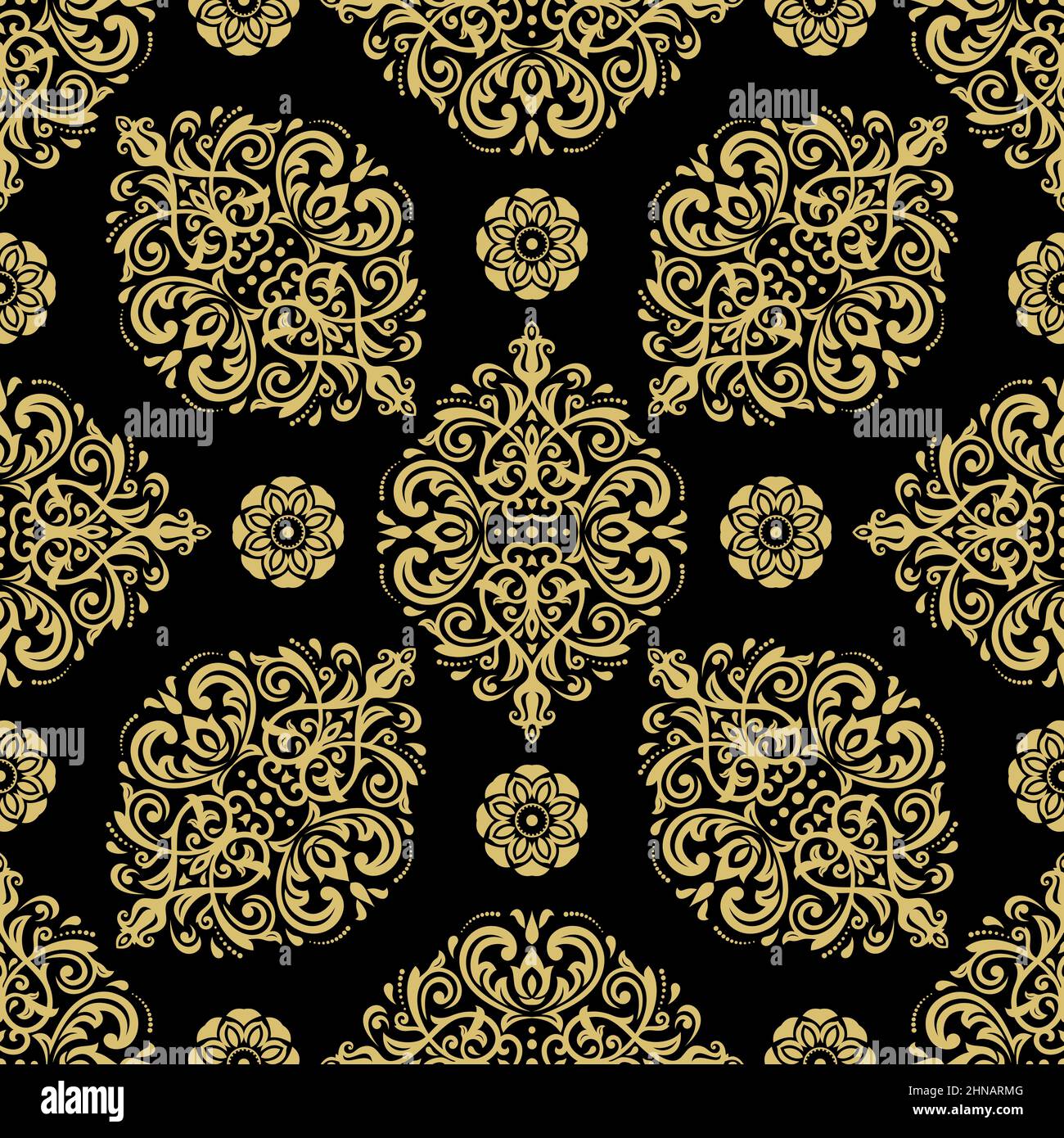Classic seamless pattern. Damask orient ornament. Classic vintage black ...