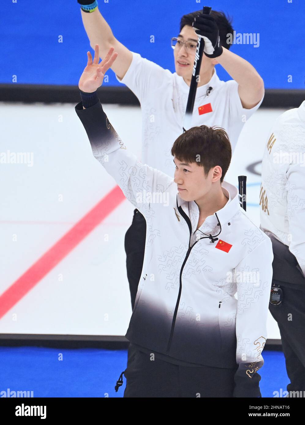 Beijing, China. 15th Feb, 2022. Xu Jingtao (rear) and Wang Zhiyu of ...