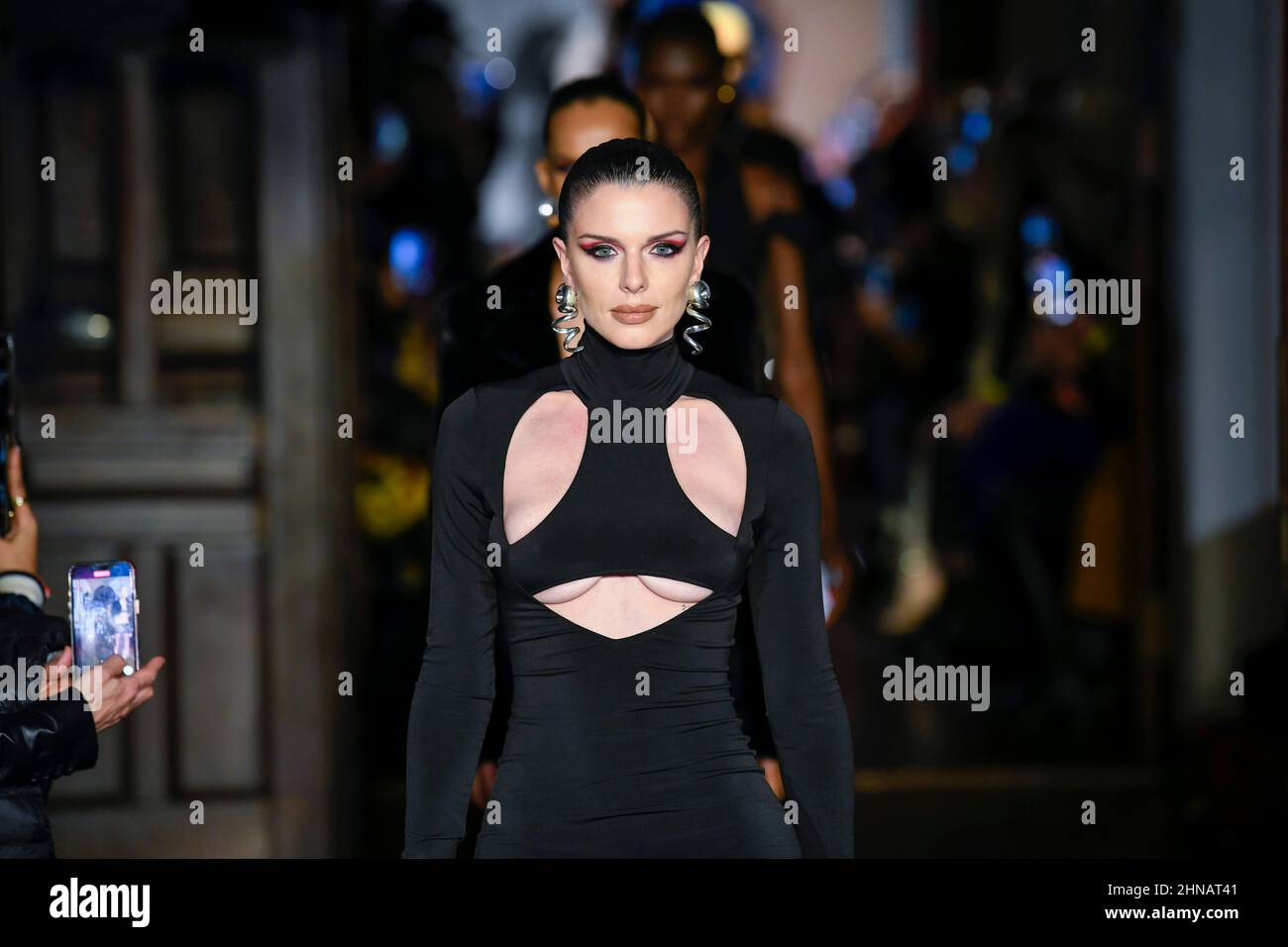 New York, US, February 14 2022. Actress Julia Fox walks on the runway