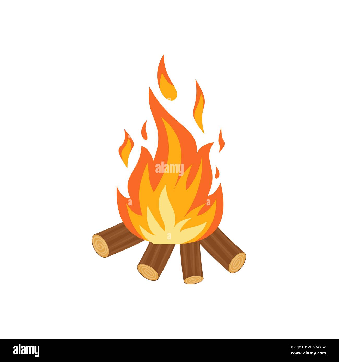 Bonfire isolated on white background. Vector illustration in a flat ...