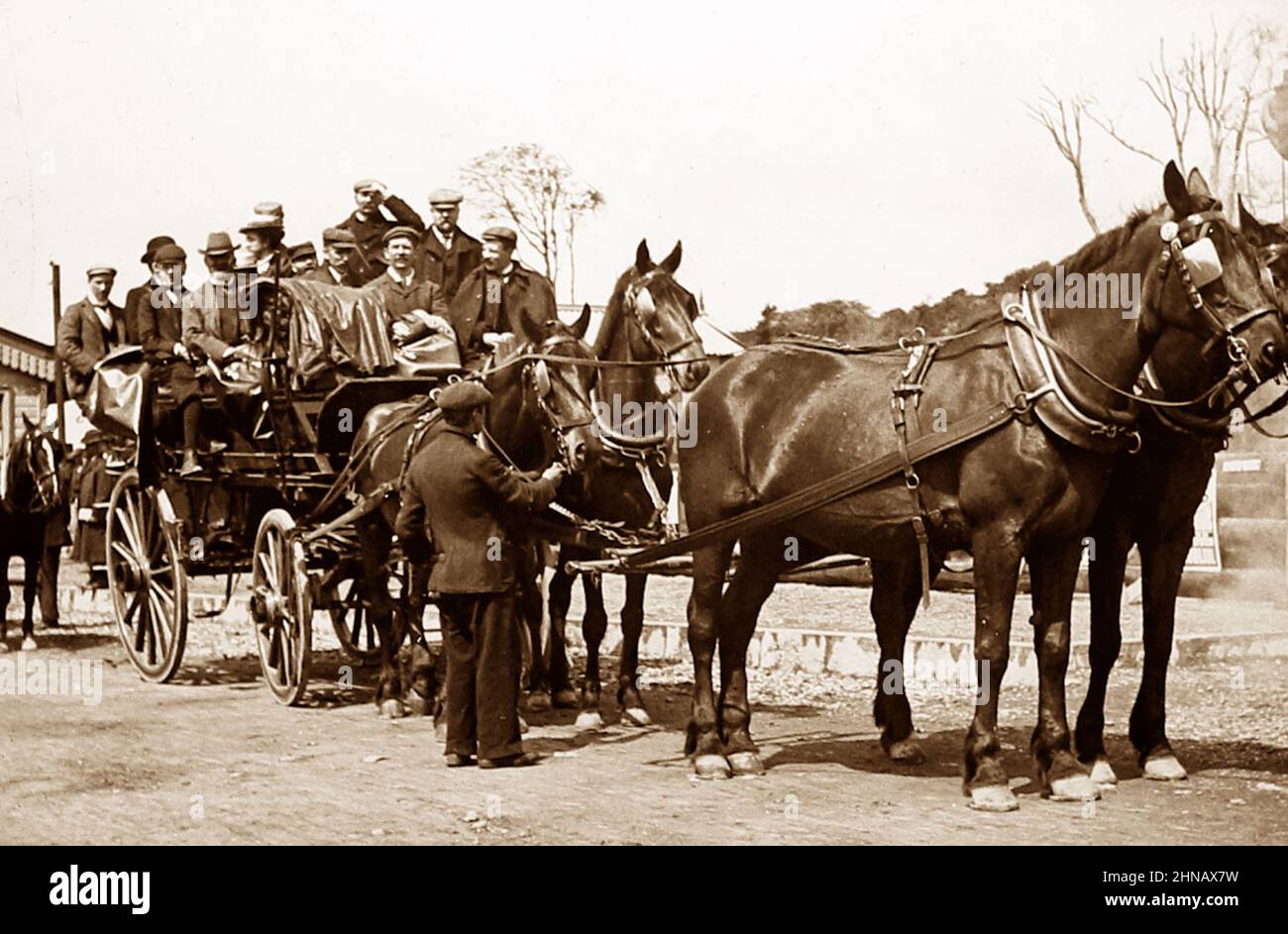 Coach and horses, Bantry, Ireland, Victorian period Stock Photo Alamy
