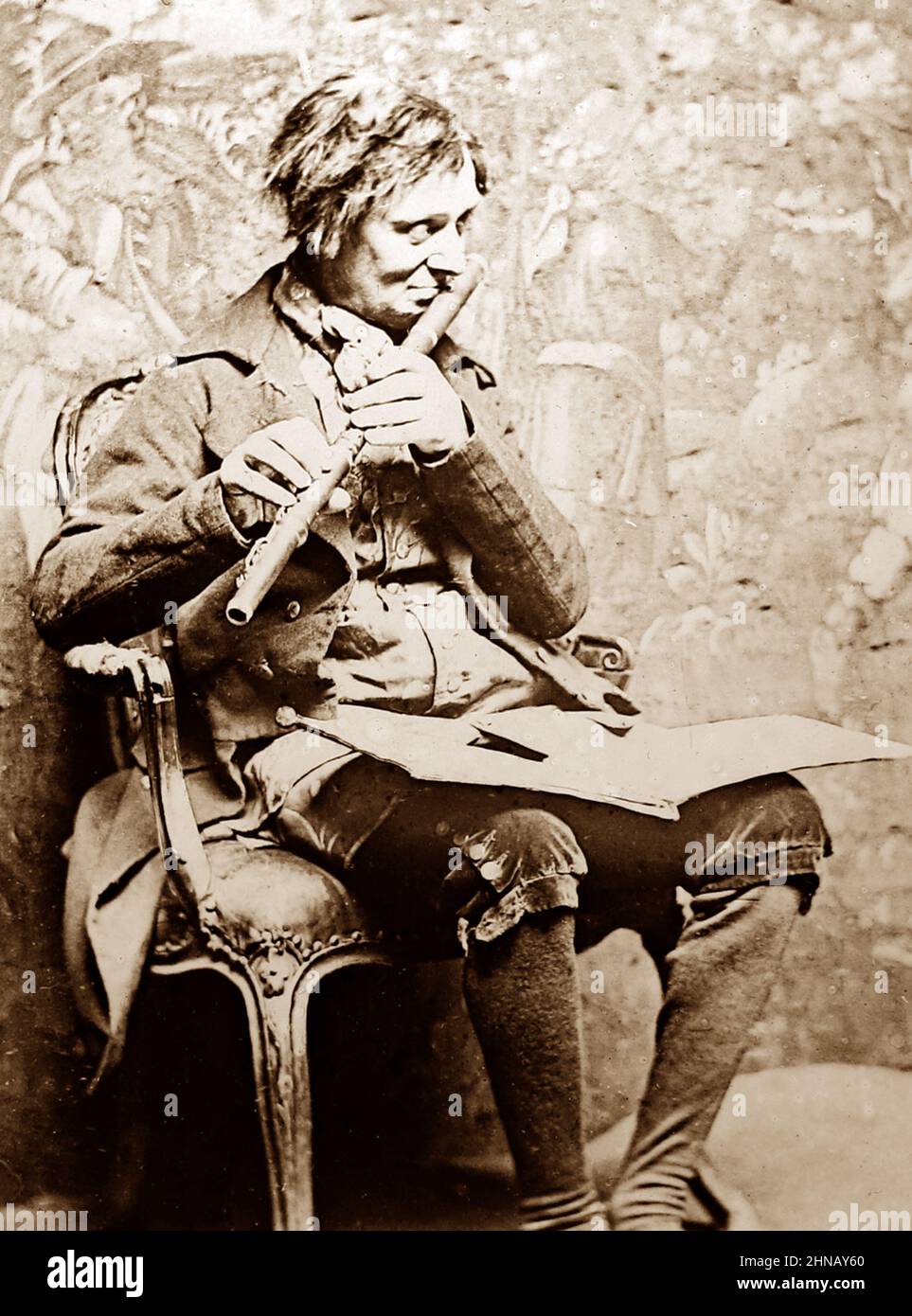 An itinerant Irish flute player, Victorian period Stock Photo Alamy