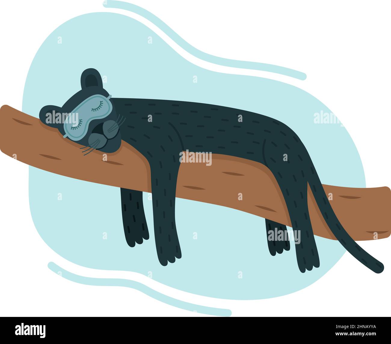 Panther sleeps on a branch, vector illustration Stock Vector