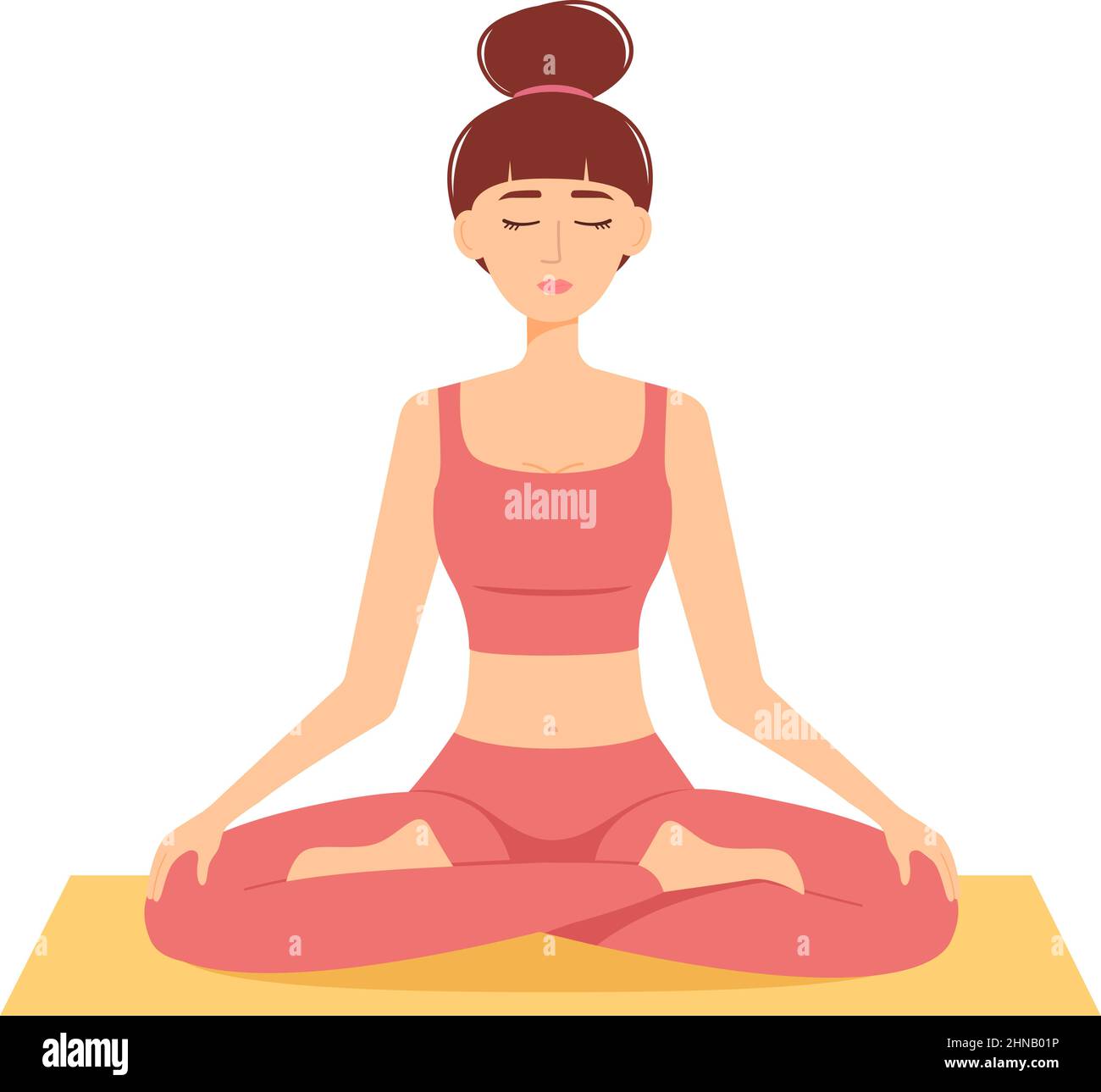 Meditating woman. Girl in lotus position practicing yoga, vector illustration Stock Vector