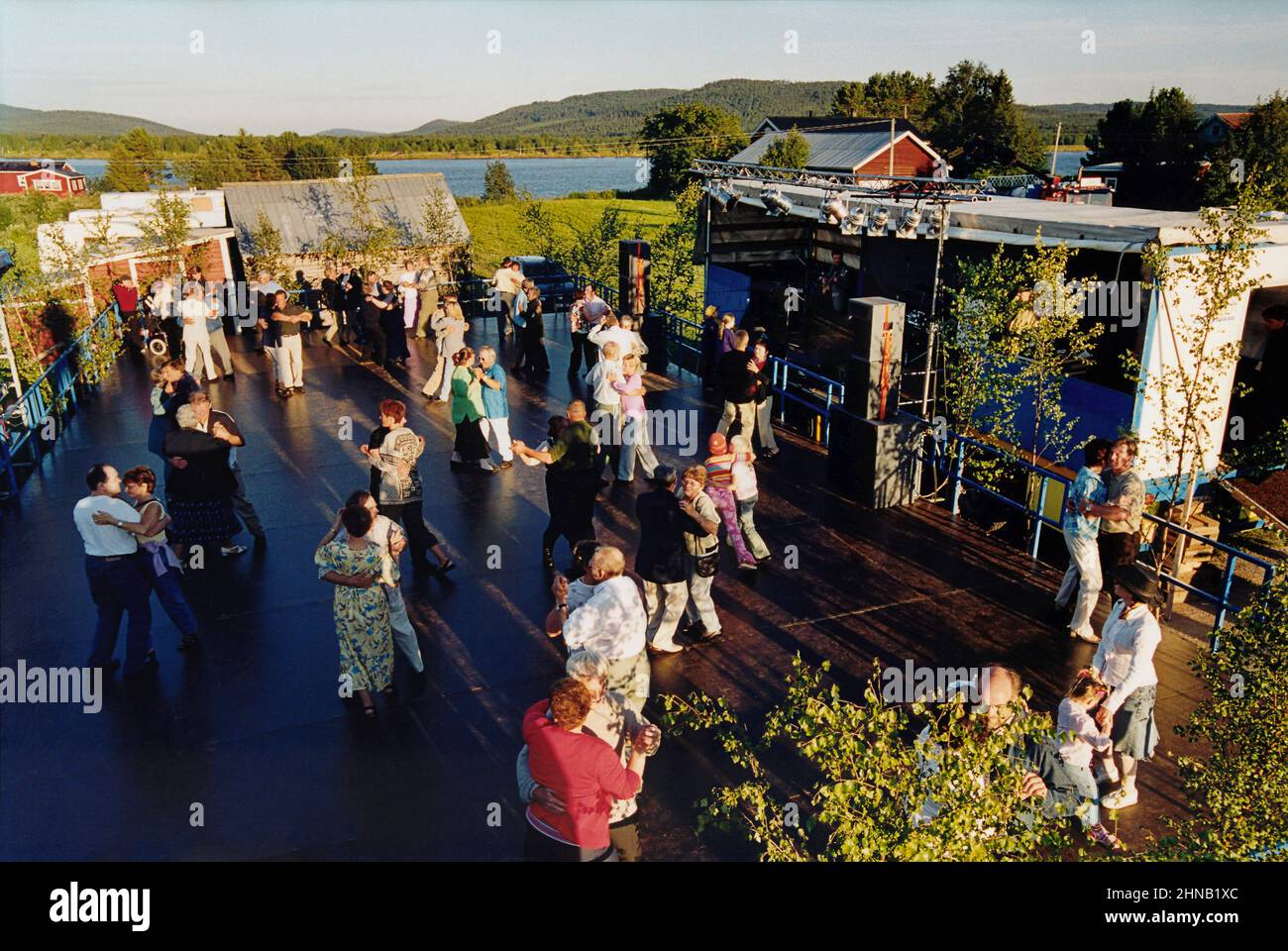 Open-air Dancing By Tornio River, Sweden Stock Photo