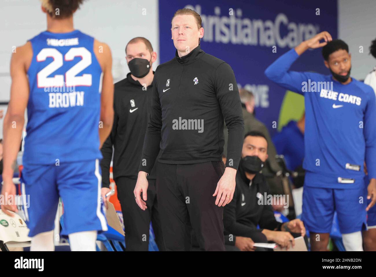 Wilmington, DE, USA. 30th Jan, 2022. NBA G League Ignite Forward MARJON  BEAUCHAMP (14) defends during an NBA G-league regular season basketball  game between the Delaware Blue Coats and the NBA G