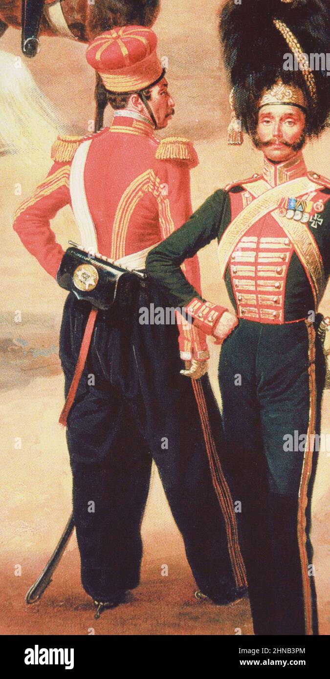 Non-commissioned officer of the Life Guards of the Crimean Tatar squadron in 1832. Fragment of F. Kruger's painting The Russian Guard in Tsarskoye Selo in 1832. Stock Photo
