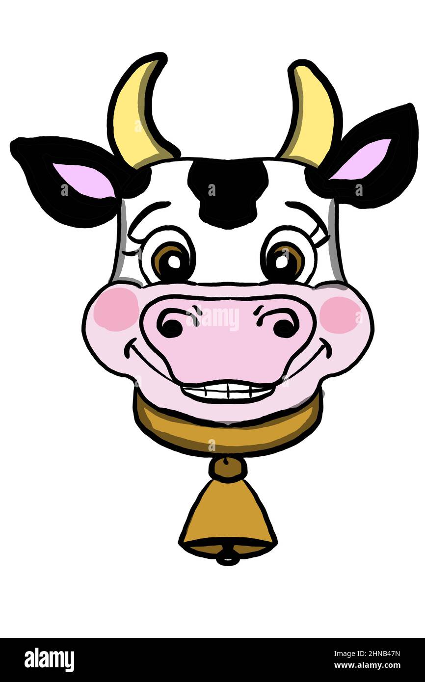 Cute smiling cow seen from the front head Stock Photo