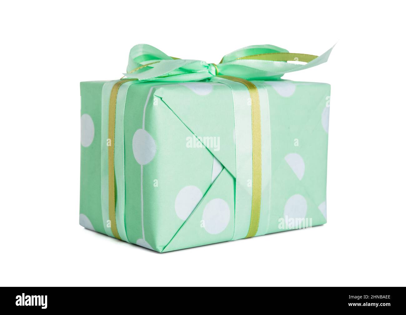 Gift box with ribbon and bow on white background Stock Photo - Alamy