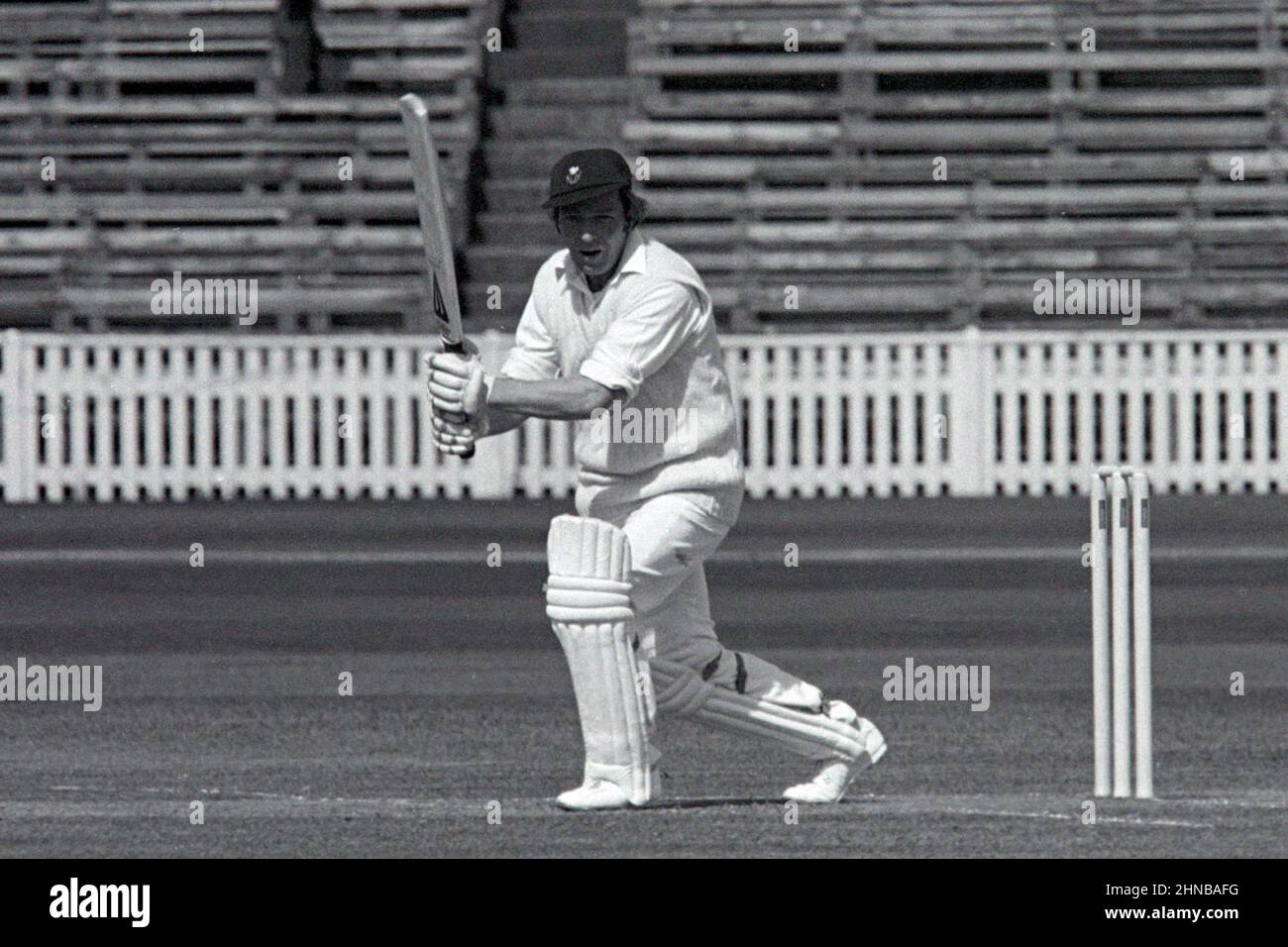 Alan Jones batting for Glamorgan, Warwickshire vs Glamorgan, Benson and Hedges Cup, Edgbaston Cricket Ground, Birmingham, England 23 April 1977.  Alan Jones was one of Wisden’s “Five Cricketers of the Year” in 1977. Stock Photo