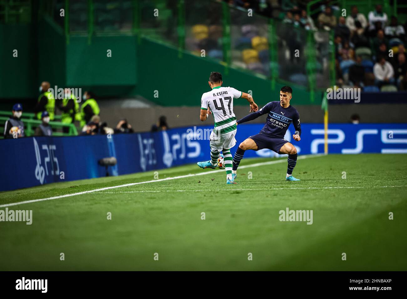 Lisbon, Portugal. 15Th Feb, 2022. Lisbon, Portugal, Feb 15Th 2022 Ricardo  Esgaio Of Sporting And João Cancelo Of Manchester City During The Uefa  Champions League Game Between Sporting Lisbon And Manchester City