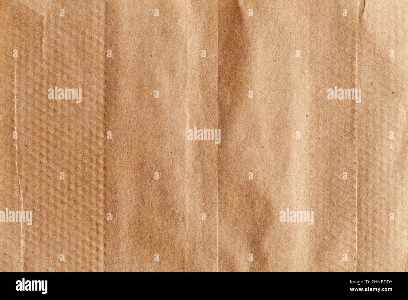 Flat Brown Paper Bag Wrinkled Texture  Background. Stock Photo
