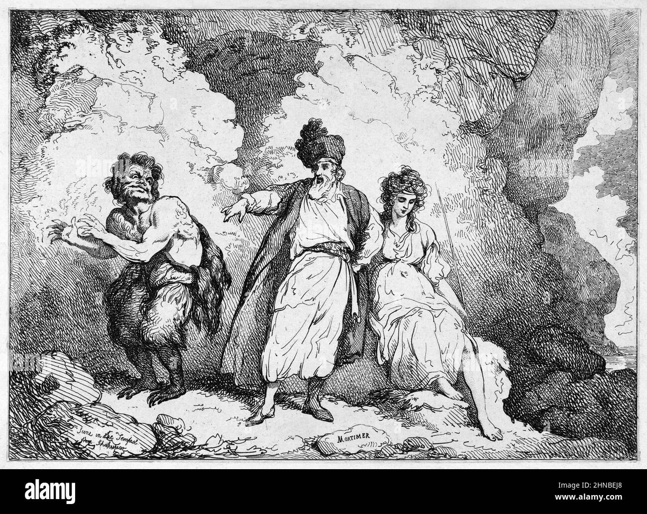 Caliban, Prospero and Miranda from Shakespeare's The Tempest Stock Photo