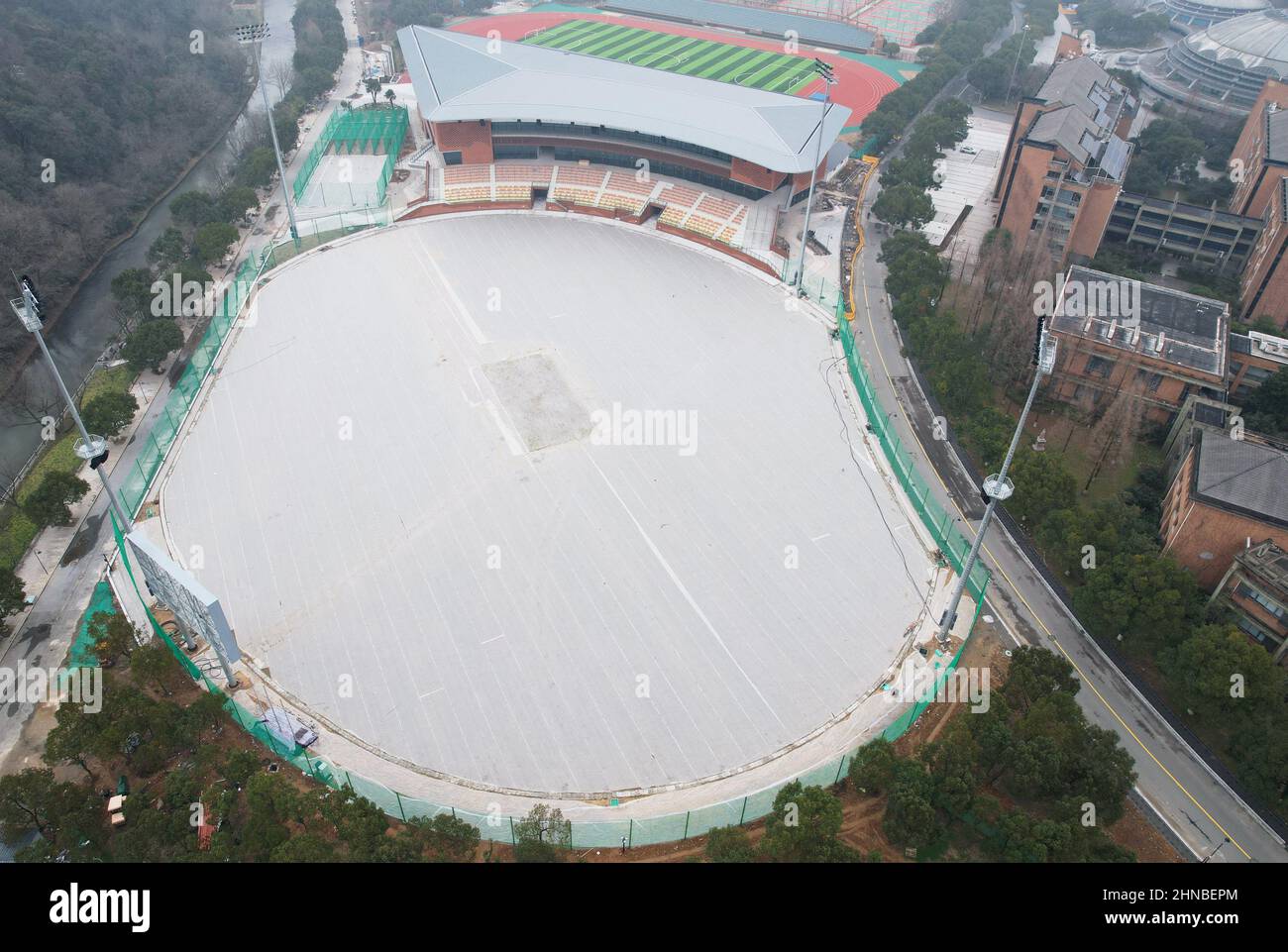 HANGZHOU, CHINA FEBRUARY 16, 2022 An aerial view of the cricket