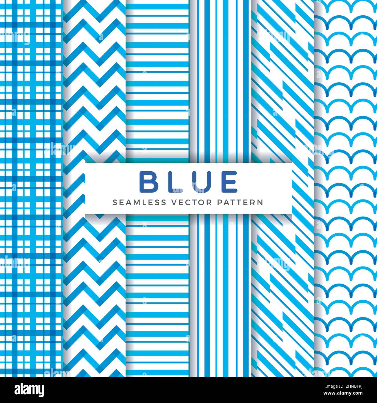 Blue Line Seamless Vector Patterns Design Collection Stock Vector