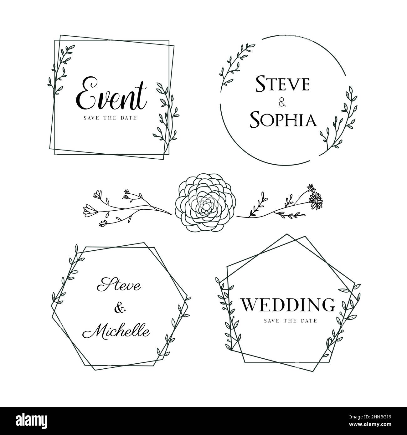 Hand drawn Floral Frame Background Template Collection Stock Vector ...