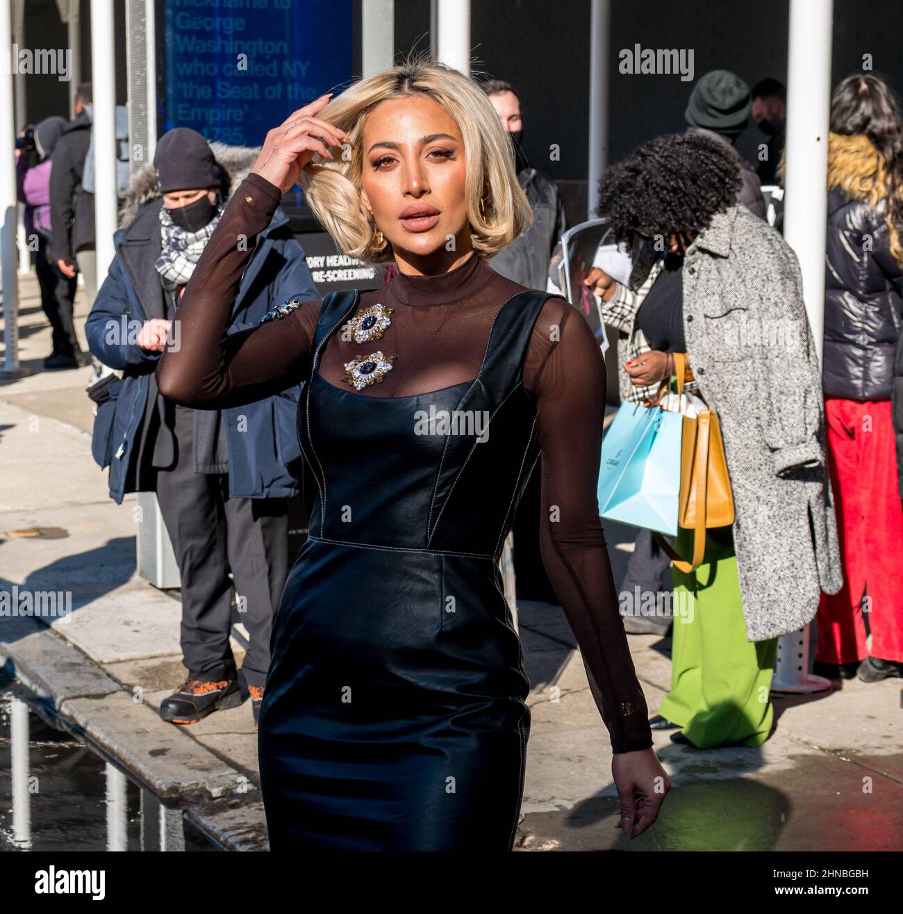 New York, New York, USA. 15th Feb, 2022. MODEL ROZ appears outside of