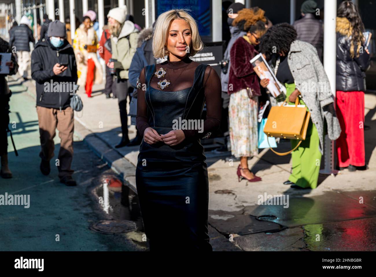 New York, New York, USA. 15th Feb, 2022. MODEL ROZ appears outside of