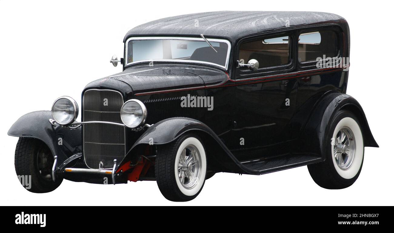 1932 Black Ford Tudor Sedan custom roadster Stock Photo