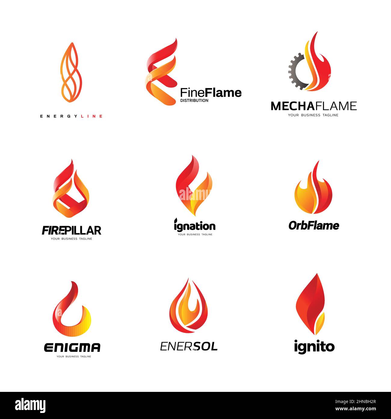 Various Fire Flame Logo Design Collection Stock Vector Image & Art - Alamy