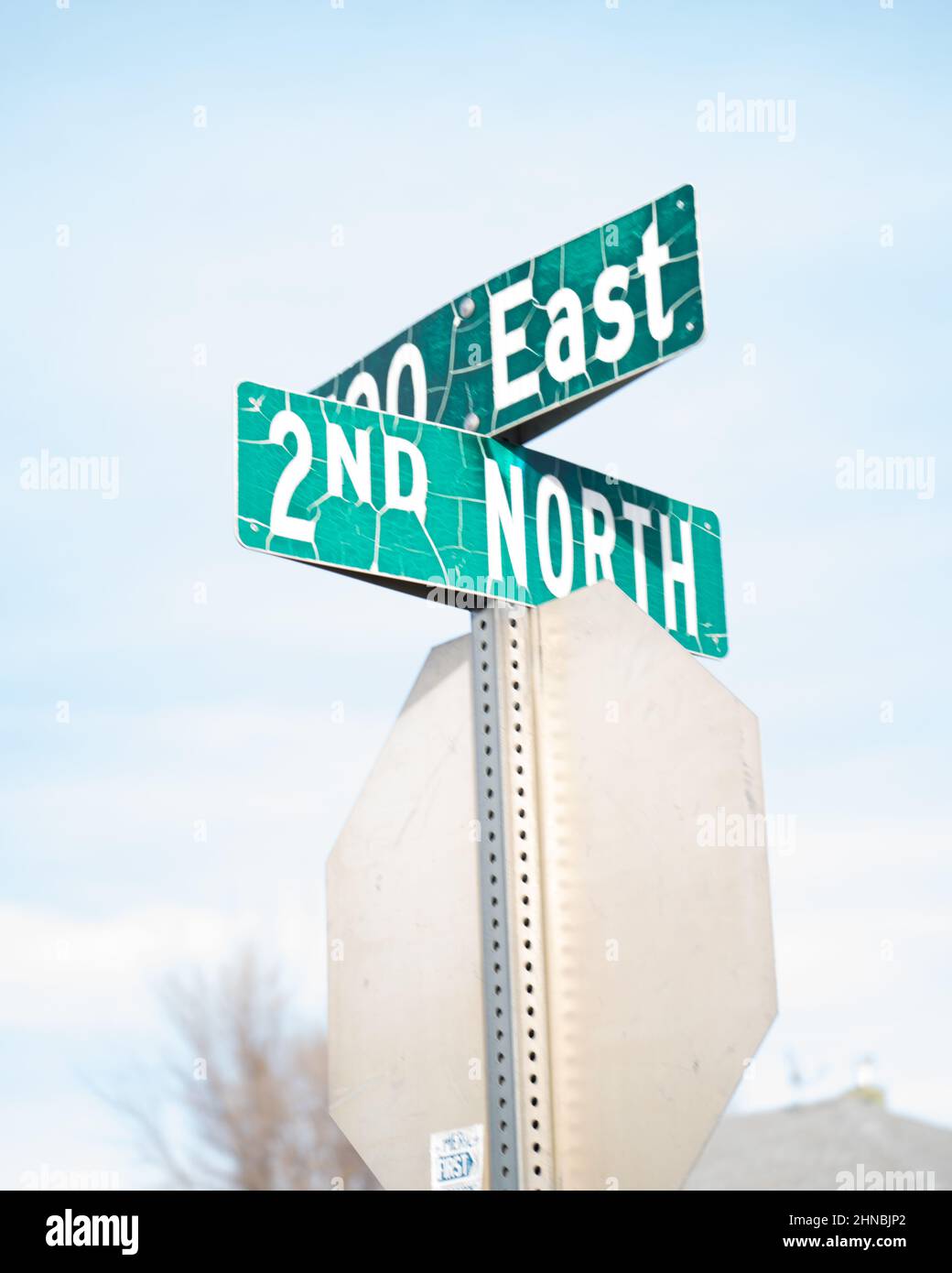 Street signs near Price Utah university Stock Photo